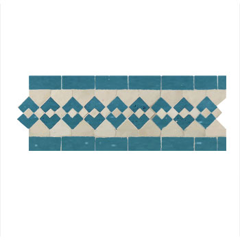 Mosaic House Moroccan tile Sarout S 1-28 White Teal  zellige, mosaic, zellij, border, glaze, traditional, classic 